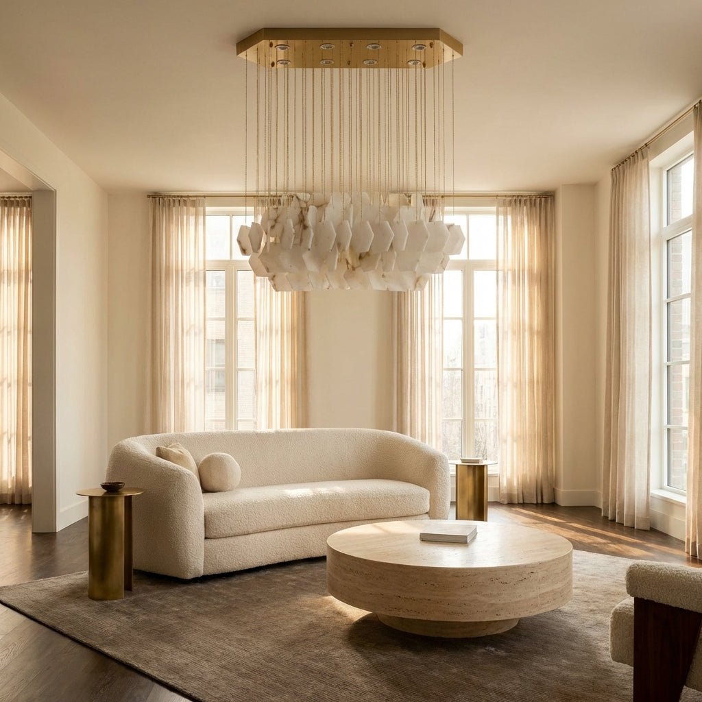 Riviko Alabaster Bloom Sculptural Chandelier - sophisticated American living room