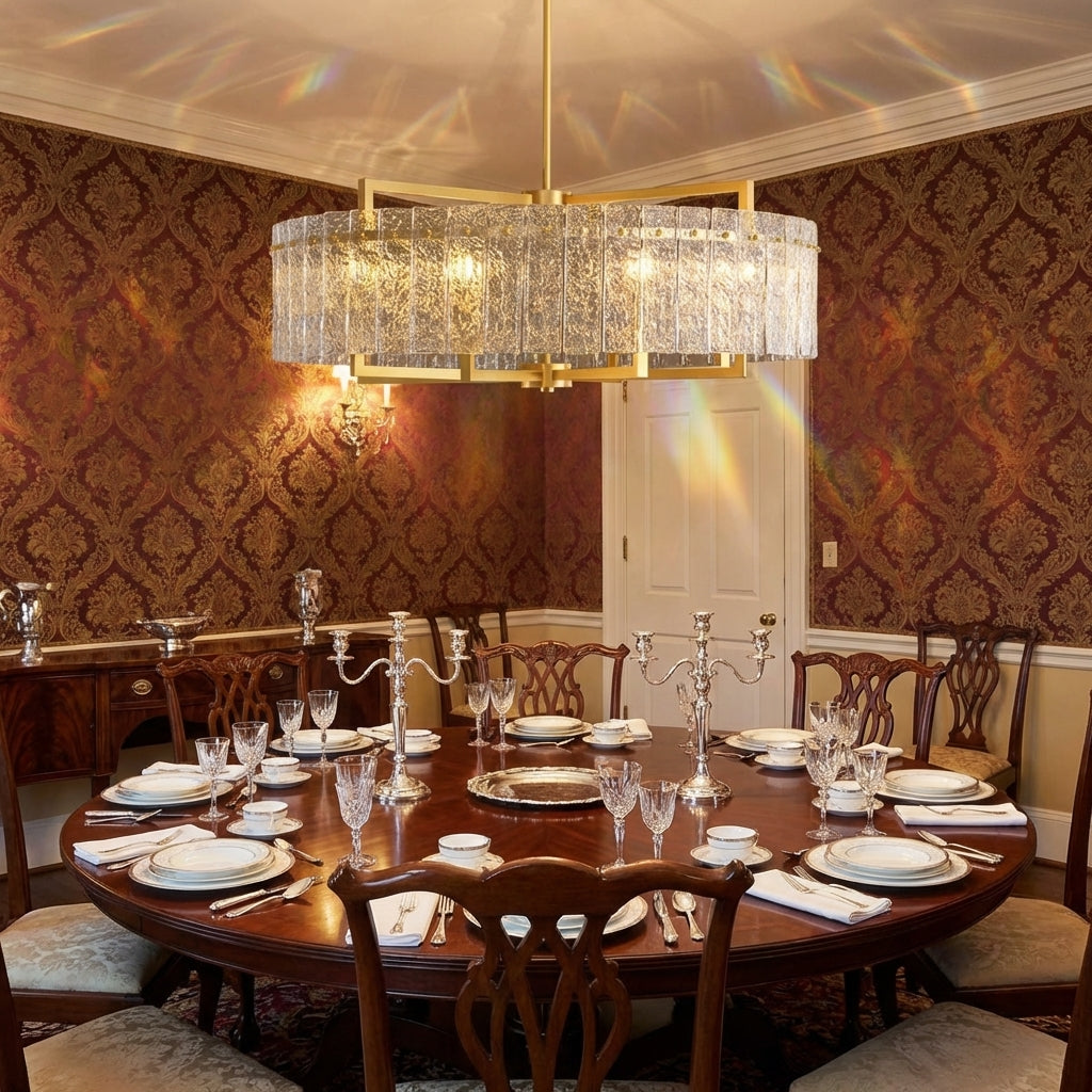 Riviko Radiant Aura Round Crystal Chandelier - formal American dining room