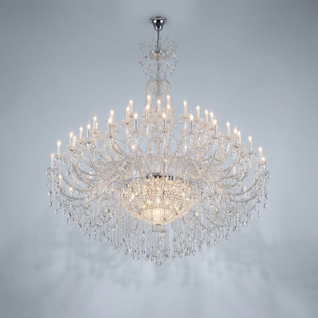 Riviko Extra Large Classic Traditional Crystal Chandelier 60/72/90 Lights for Hotel, Showroom, Foyer , Wedding Hall,Coffee Shop - Studio Shot
