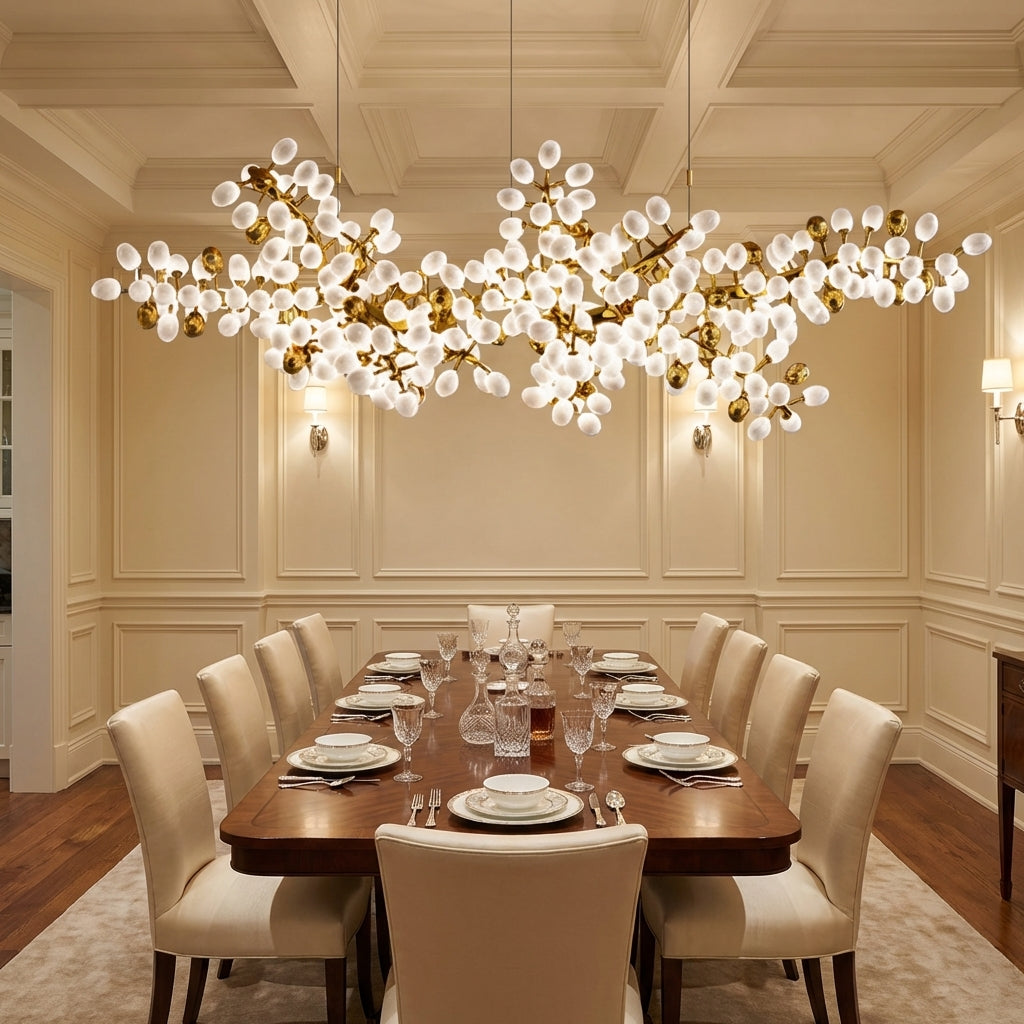 Riviko Vineyard Bloom Linear Chandelier - formal American dining room