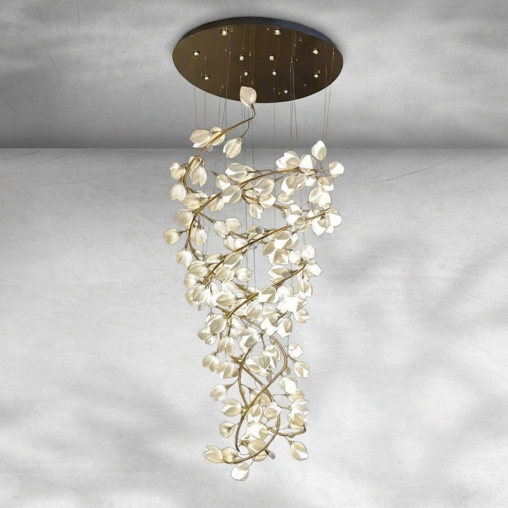 Riviko Magnolia Bloom Spiral LED Chandelier - Background Shot