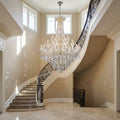 Riviko Extra Large Retro Empire Candle Crystal Chandelier for High-ceiling Space - dramatic American stairwell with soaring ceiling