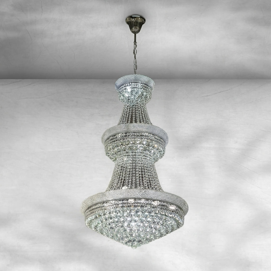 Riviko Grand Imperial Three-Tier Crystal Chandelier - Background Shot