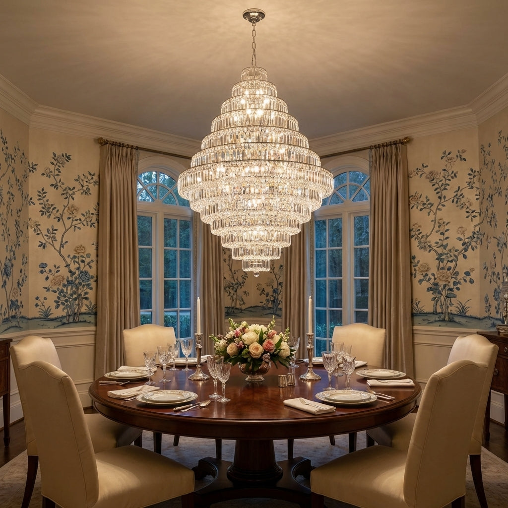 Riviko Grand Radiance K9 Crystal Round Chandelier - formal American dining room