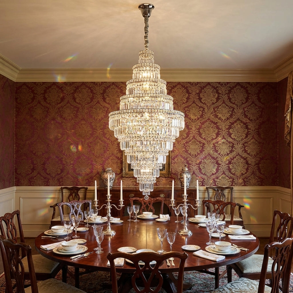 Riviko Grand Radiance Round Crystal Chandelier - formal American dining room