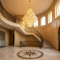 Riviko Grand Radiance K9 Crystal Round Chandelier - grand American foyer with two-story ceiling