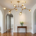 Riviko Modern Industrial Branch Chandelier with Multiple Glass Pendants Extra Large for Living or Dining Room - elegant American entryway with arched doorway