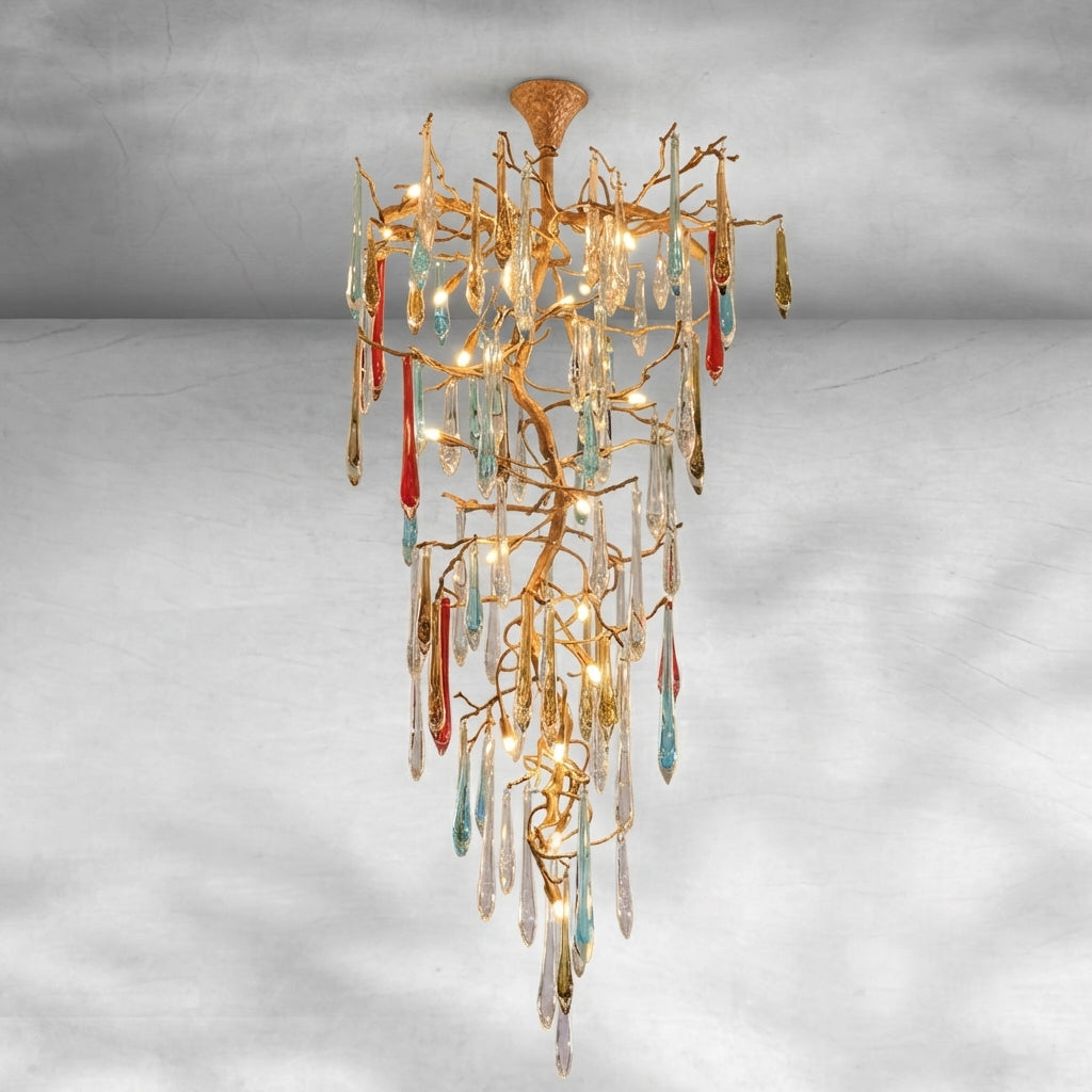 Riviko Verdant Canopy Brass Branch Chandelier - Background Shot