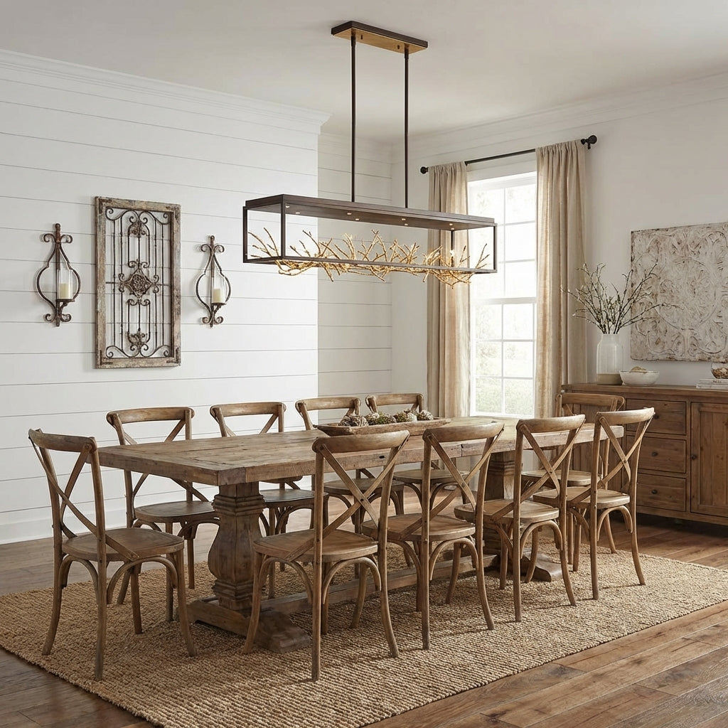 Riviko Coraline Bloom 8-Light Linear Chandelier - modern American farmhouse dining room