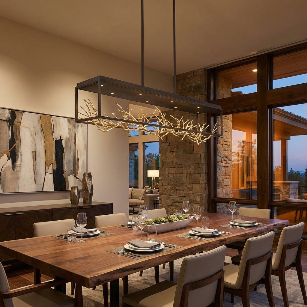 Riviko Coraline Bloom 8-Light Linear Chandelier - American great room dining area