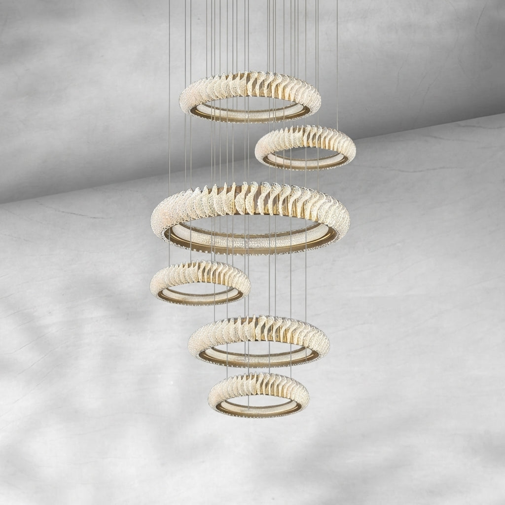 Riviko Celestial Rings Multi-Layer Crystal Chandelier - Background Shot