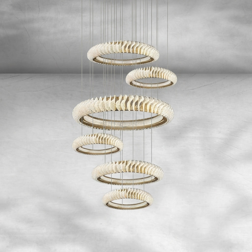 Riviko Celestial Rings Multi-Layer Crystal Chandelier - Background Shot