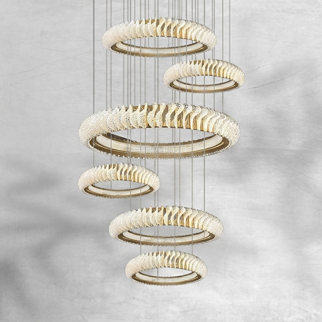 Riviko Celestial Rings Multi-Layer Crystal Chandelier - Background Shot
