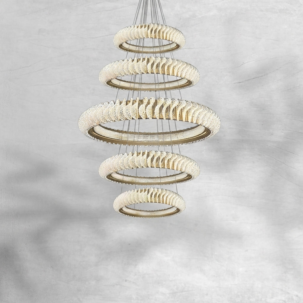 Riviko Celestial Rings Multi-Layer Crystal Chandelier - Background Shot