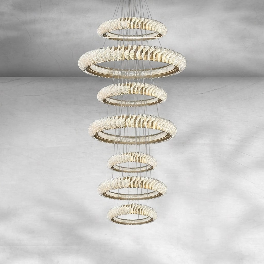 Riviko Celestial Rings Multi-Layer Crystal Chandelier - Background Shot