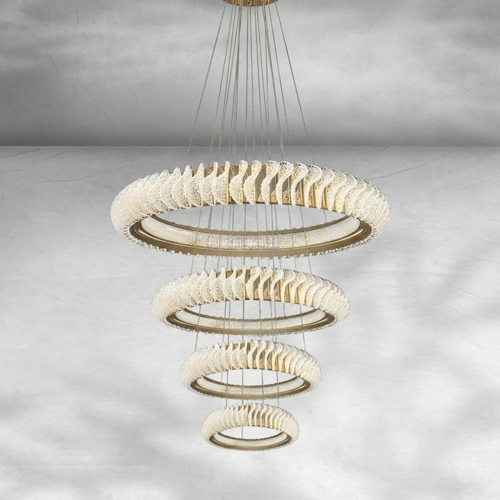 Riviko Celestial Rings Multi-Layer Crystal Chandelier - Background Shot