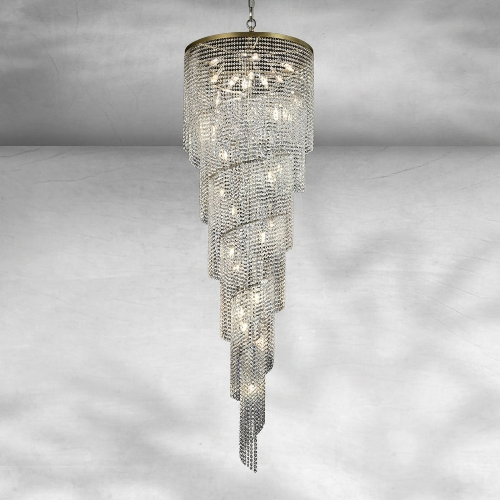 Riviko Grand Spiral Tiered Crystal Chandelier - Background Shot