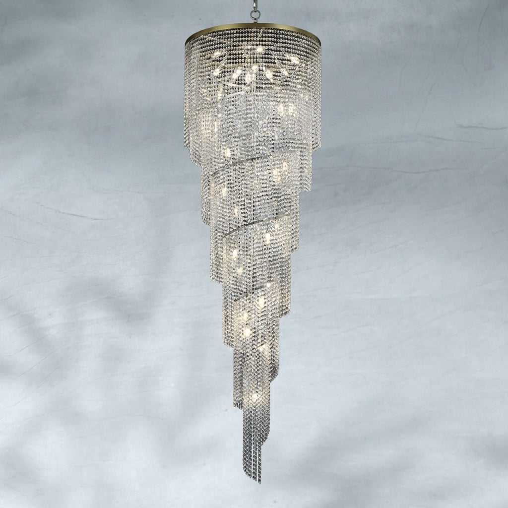 Riviko Grand Spiral Tiered Crystal Chandelier - Background Shot