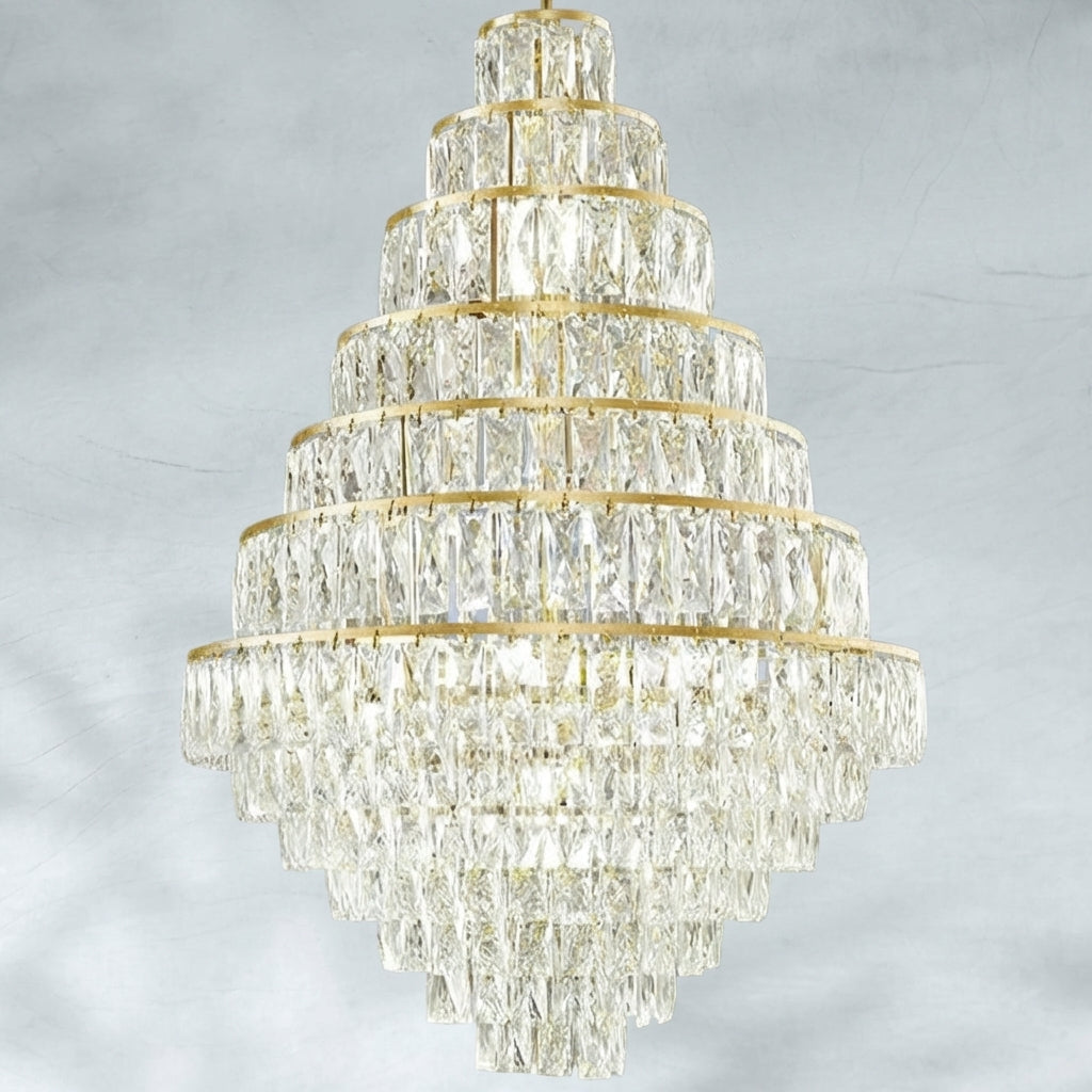 Riviko Grand Radiance Crystal & Metal Chandelier - Background Shot
