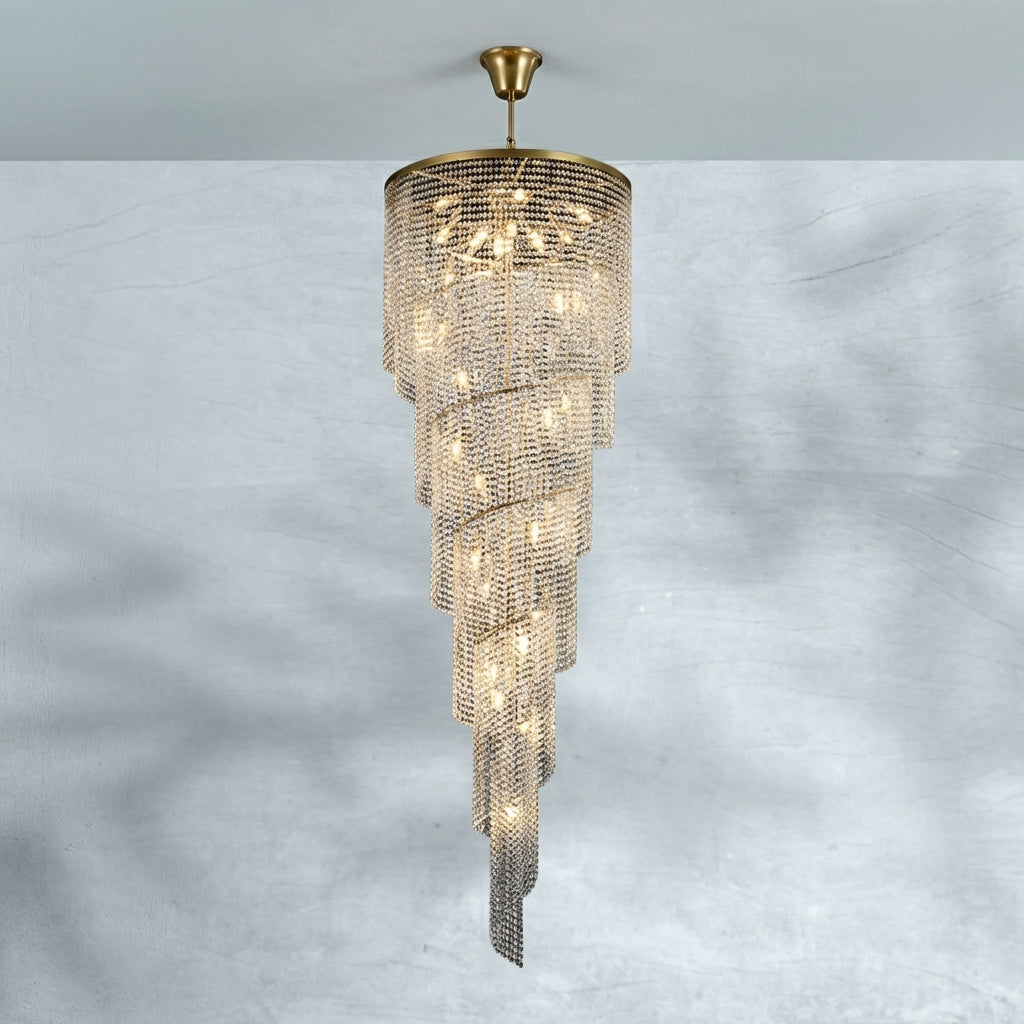 Riviko Grand Spiral Tiered Crystal Chandelier - Background Shot