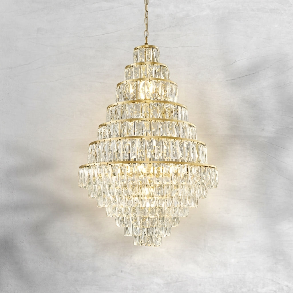 Riviko Grand Radiance Crystal & Metal Chandelier - Background Shot