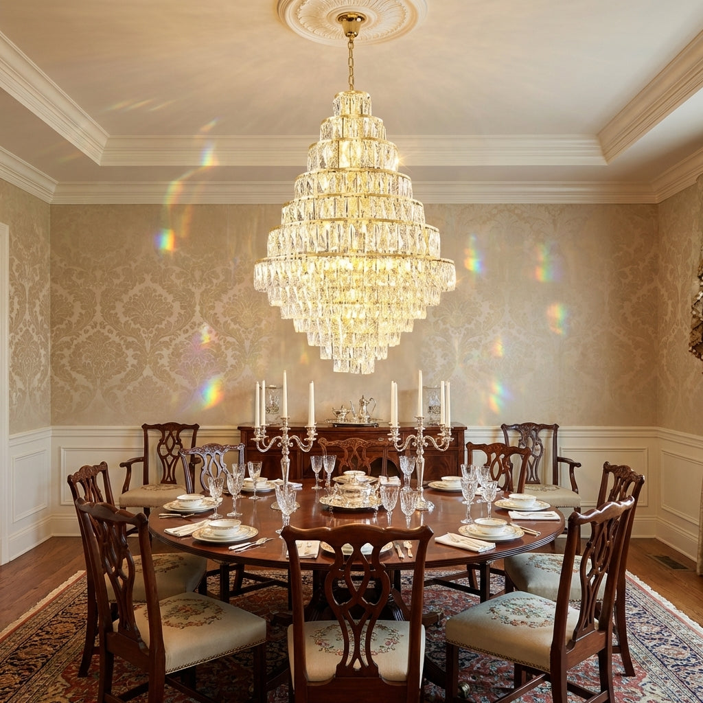 Riviko Grand Radiance Crystal & Metal Chandelier - formal American dining room
