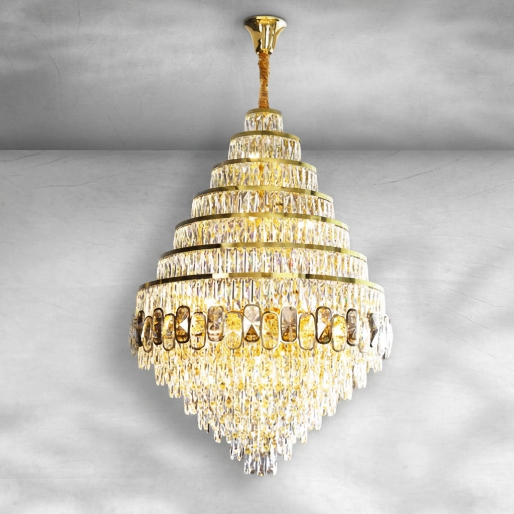 Riviko Grand Honeycomb Crystal Chandelier - Background Shot