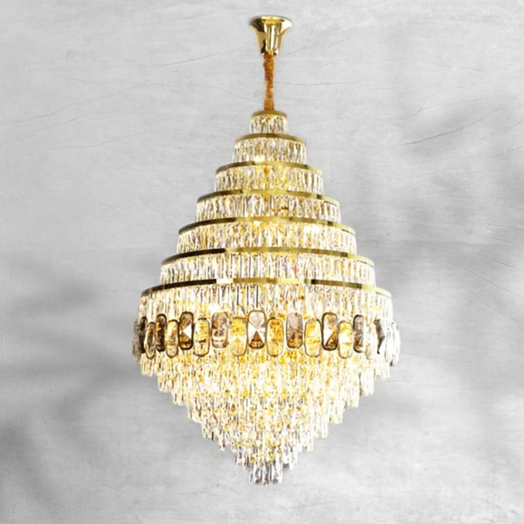 Riviko Grand Honeycomb Crystal Chandelier - Background Shot