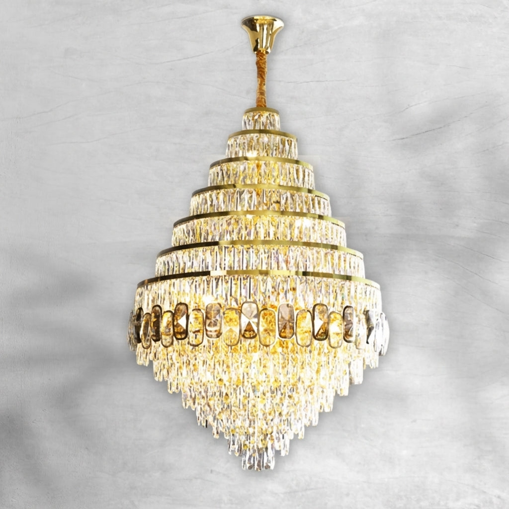Riviko Grand Honeycomb Crystal Chandelier - Background Shot