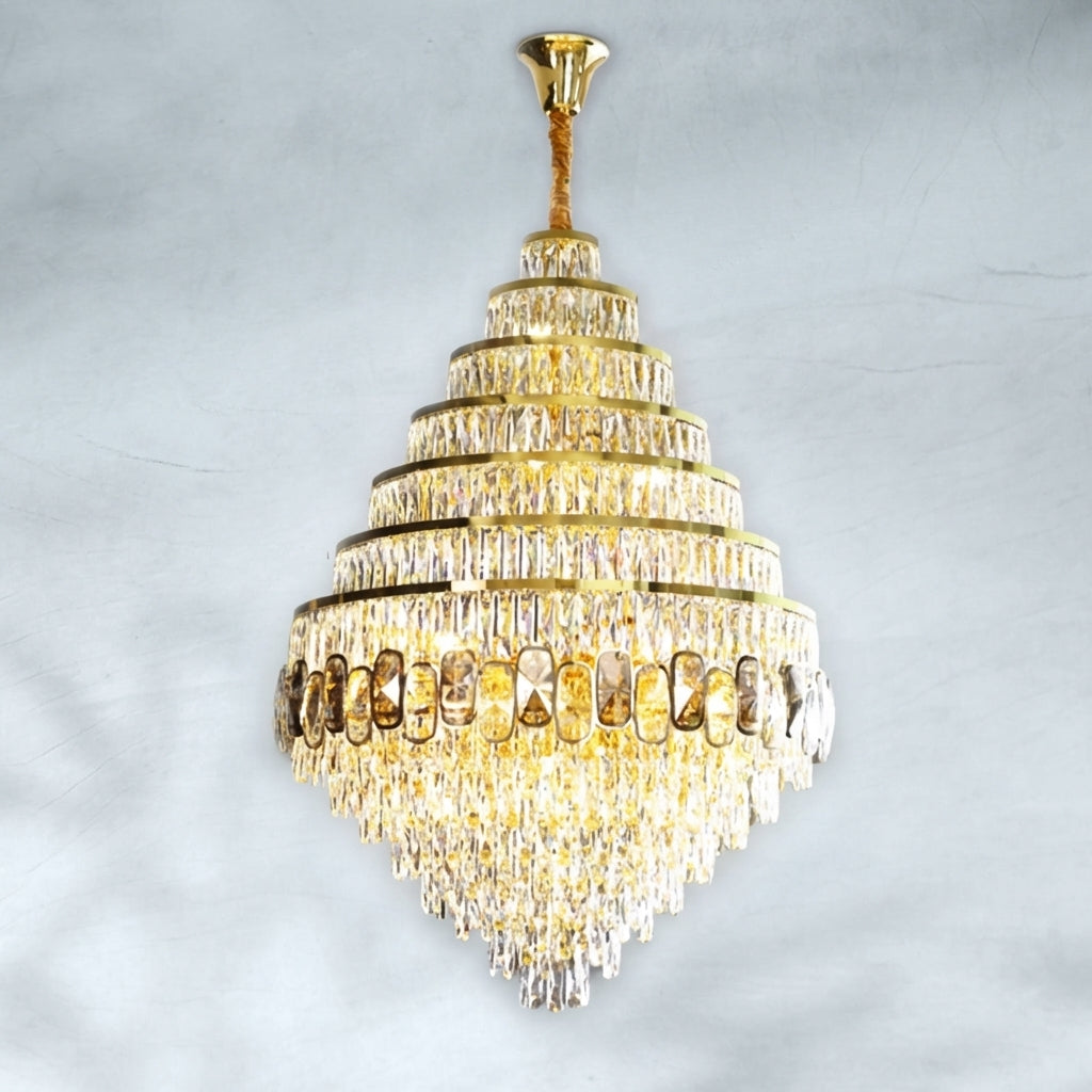 Riviko Grand Honeycomb Crystal Chandelier - Background Shot