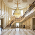 Riviko Honeycomb Shaped Ceiling Chandelier Extra Large Crystal Light Fixture For Foyer Staircase/ Entryway In Gold Finish - grand American estate foyer
