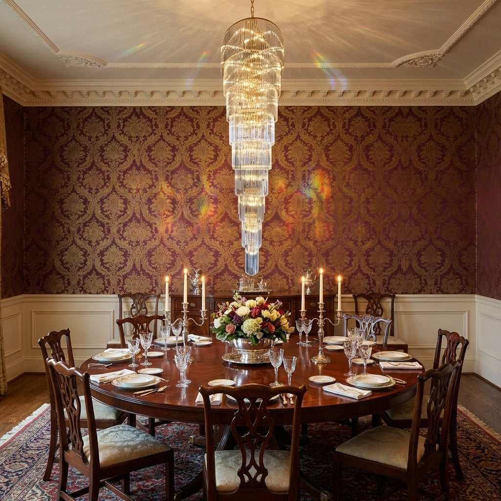 Riviko Grand Radiance Round Crystal Chandelier - formal American dining room