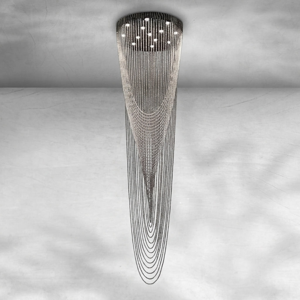 Riviko Grand Tiered Waterfall Round Chandelier - Background Shot