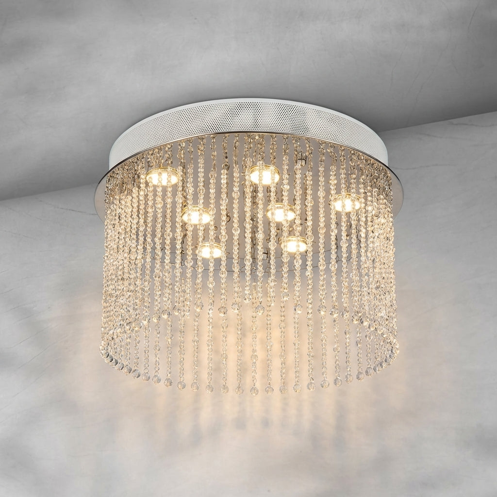 Riviko Grand Tiered Waterfall Round Chandelier - Background Shot