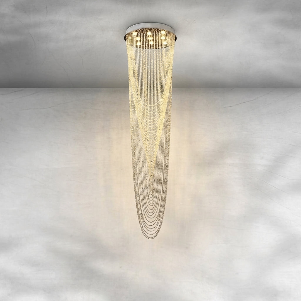 Riviko Grand Tiered Waterfall Round Chandelier - Background Shot