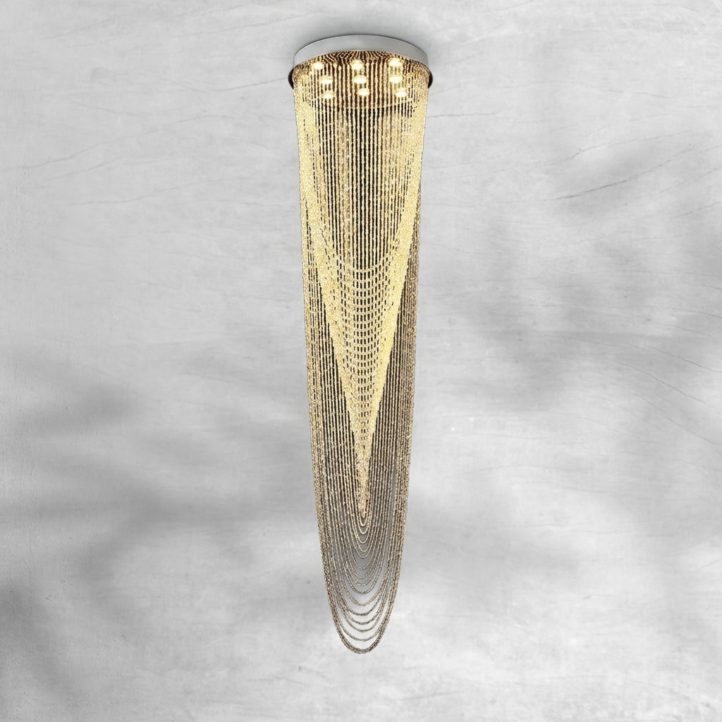 Riviko Grand Tiered Waterfall Round Chandelier - Background Shot