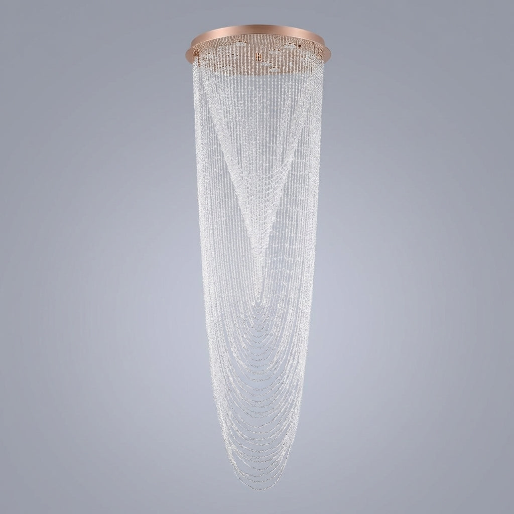 Riviko Extra Large Affordable Luxury Tiered Tassel Watefall Crystal Chandelier for Spiral Staircase/Villa/Hotel Lobby/Foyer - Studio Shot