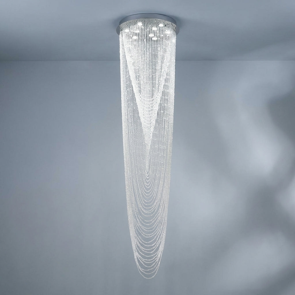 Riviko Extra Large Affordable Luxury Tiered Tassel Watefall Crystal Chandelier for Spiral Staircase/Villa/Hotel Lobby/Foyer - Studio Shot