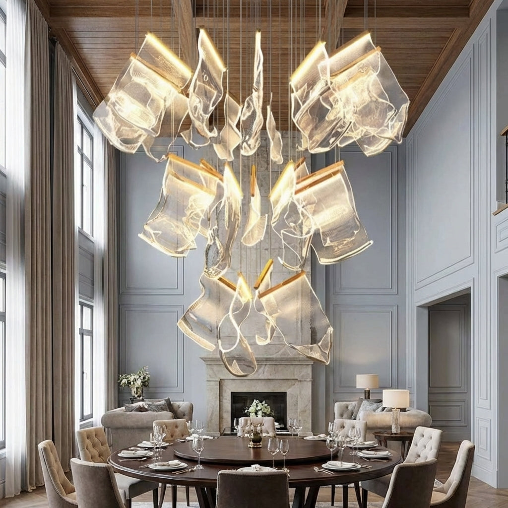 Riviko Extra Large Modern Paper Chandelier For Staircase / Foyer Villa Hall Ceiling - Studio Shot