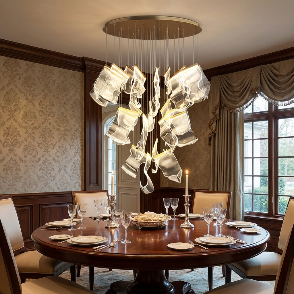 Riviko Extra Large Modern Paper Chandelier For Staircase / Foyer Villa Hall Ceiling - formal American dining room