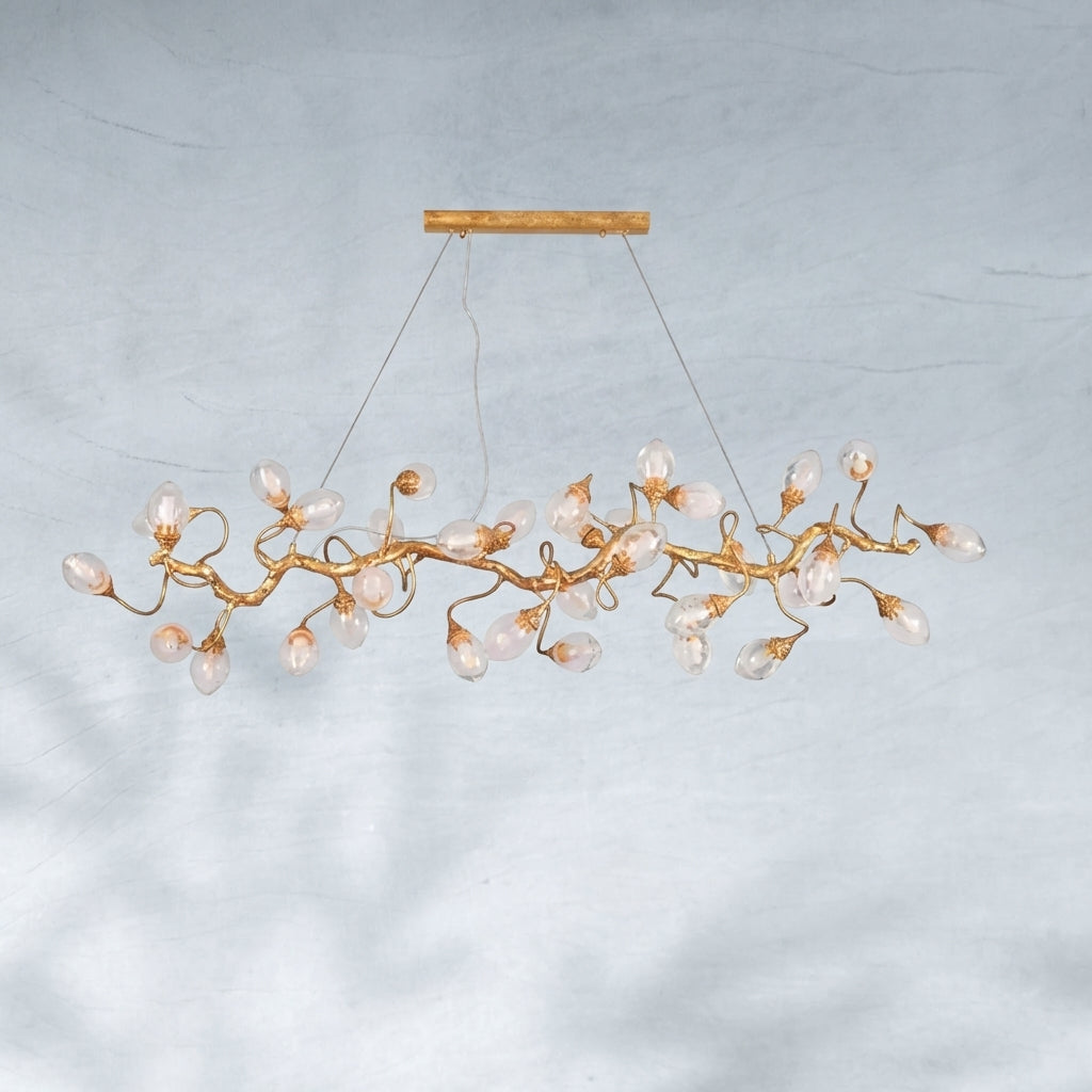 Riviko Veridian Branch LED Chandelier with Clear Seedy Glass - Background Shot