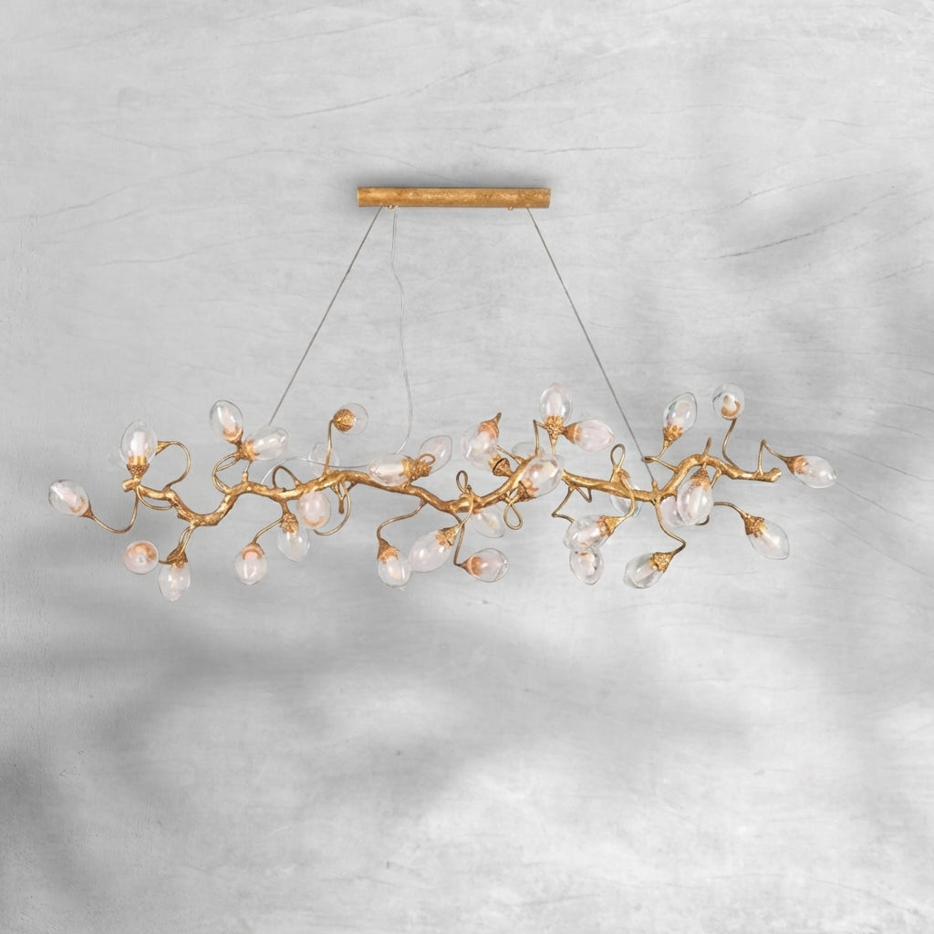 Riviko Veridian Branch LED Chandelier with Clear Seedy Glass - Background Shot