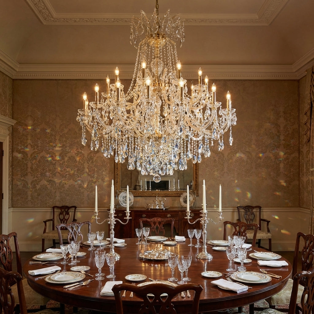 Riviko Grand Lumina Branch Crystal Chandelier - formal American dining room