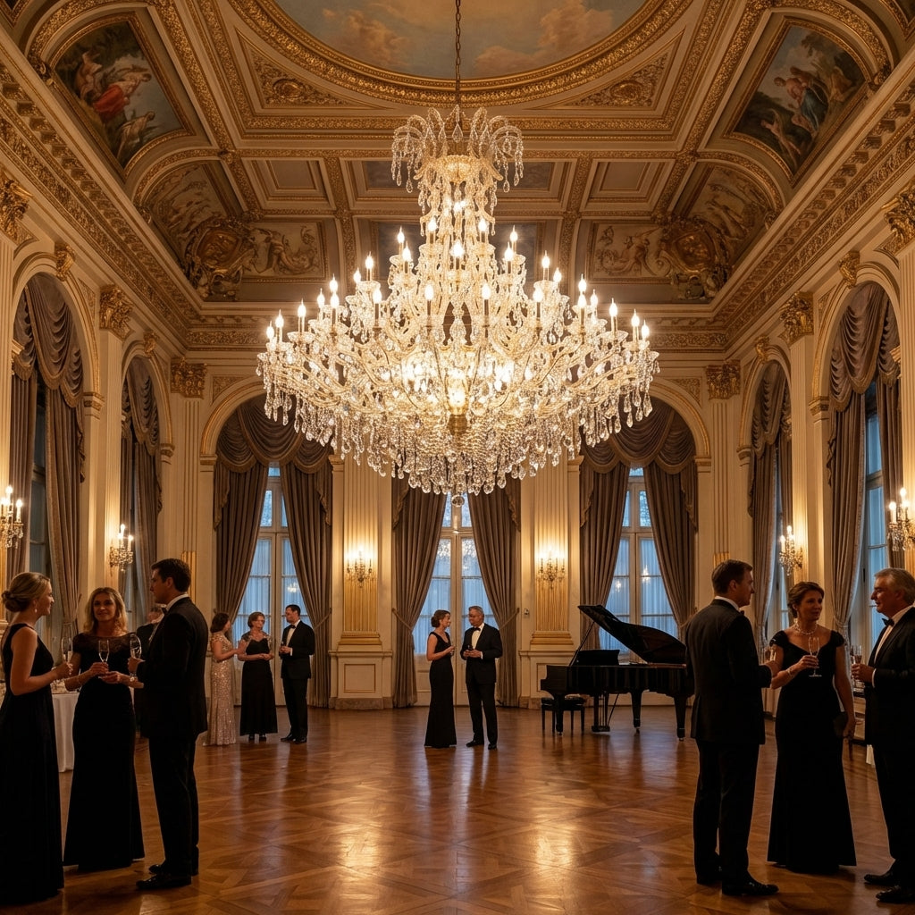 Riviko Grand Lumina Branch Crystal Chandelier - American ballroom or formal entertaining space