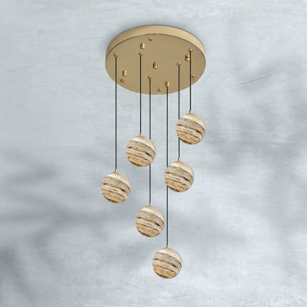 Riviko Celestial Orb Cascade Pendant Chandelier - Background Shot