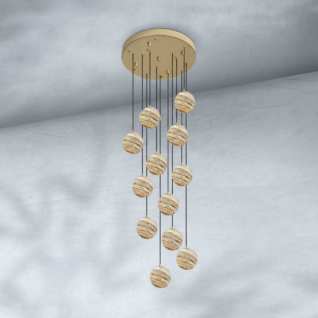 Riviko Celestial Orb Cascade Pendant Chandelier - Background Shot