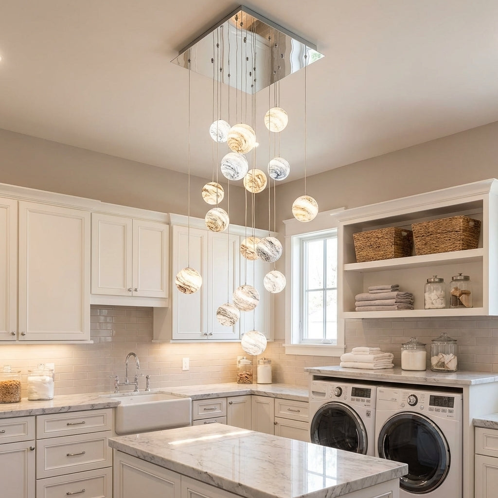 Riviko Celestial Orb Cascade Pendant Chandelier - elegant American laundry room