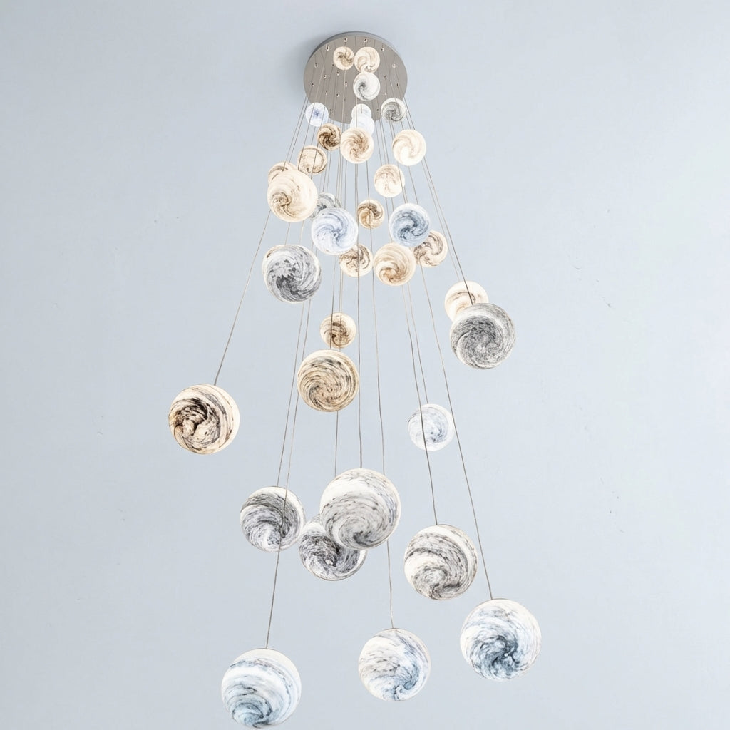 Riviko Nordic Planet Creative Long Pendant Chandelier For Staircase/Foyer/High-ceiling Hallway - Studio Shot