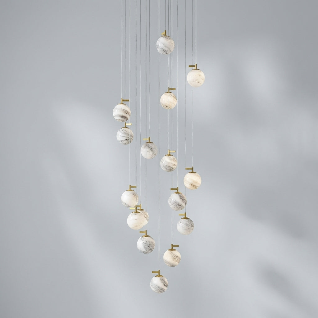 Riviko Nordic Planet Creative Long Pendant Chandelier For Staircase/Foyer/High-ceiling Hallway - Studio Shot
