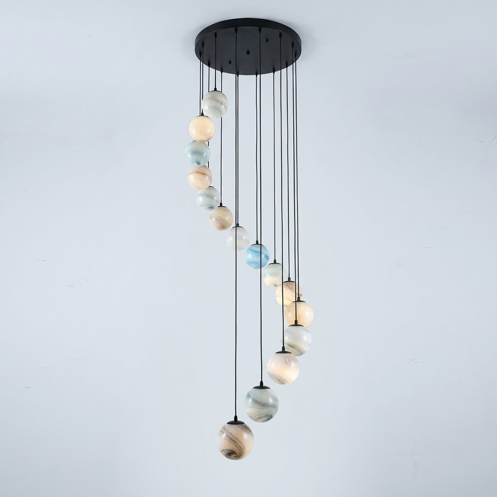 Riviko Nordic Planet Creative Long Pendant Chandelier For Staircase/Foyer/High-ceiling Hallway - Studio Shot